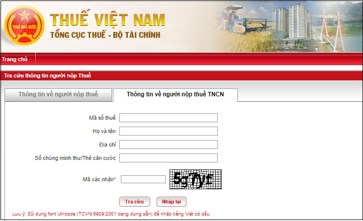 Tra cứu mã số thuế TNCN online